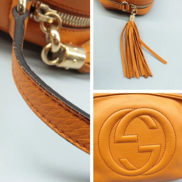100% Authentic GUCCI SOHO Orange leather Shoulder Bag - Picture 7 of 12